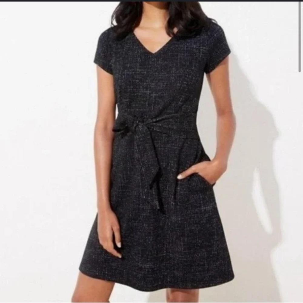 NWT LOFT BLACK TIE WAIST DRESS SZ 6